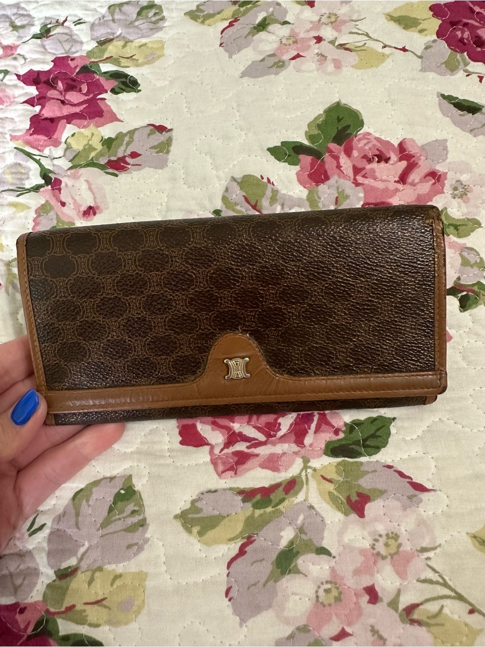 Celine Brown & Tan Monogram Continental Wallet